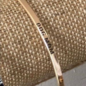 Gold plated Dog Mom bangle bracelet